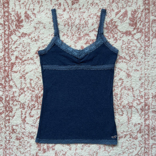 hollister blue lace trim cami
