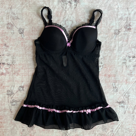 black babydoll with pink details 𐙚 s