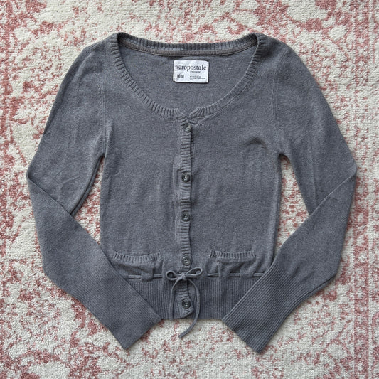 aeropostale dark grey twee button up sweater