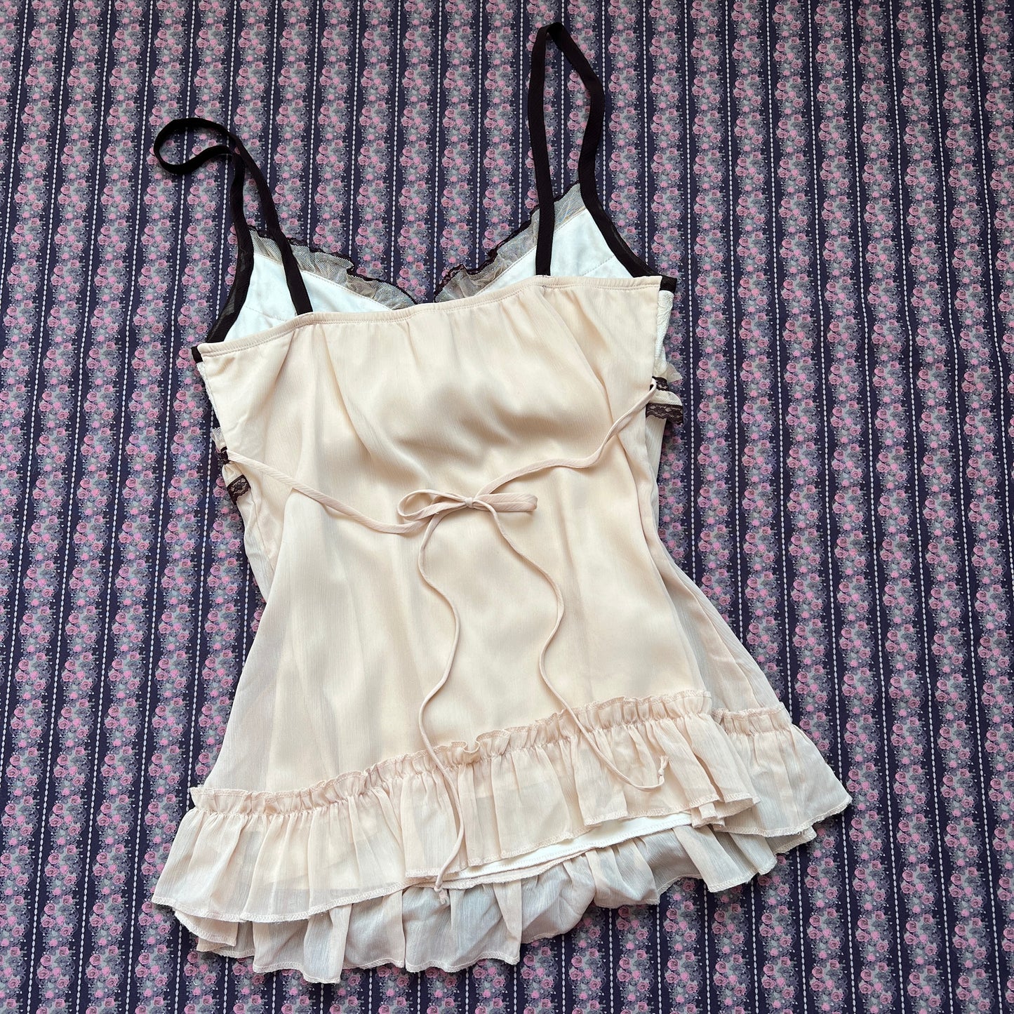 heart soul cream mori kei camisole with rosette detail ☘︎ m