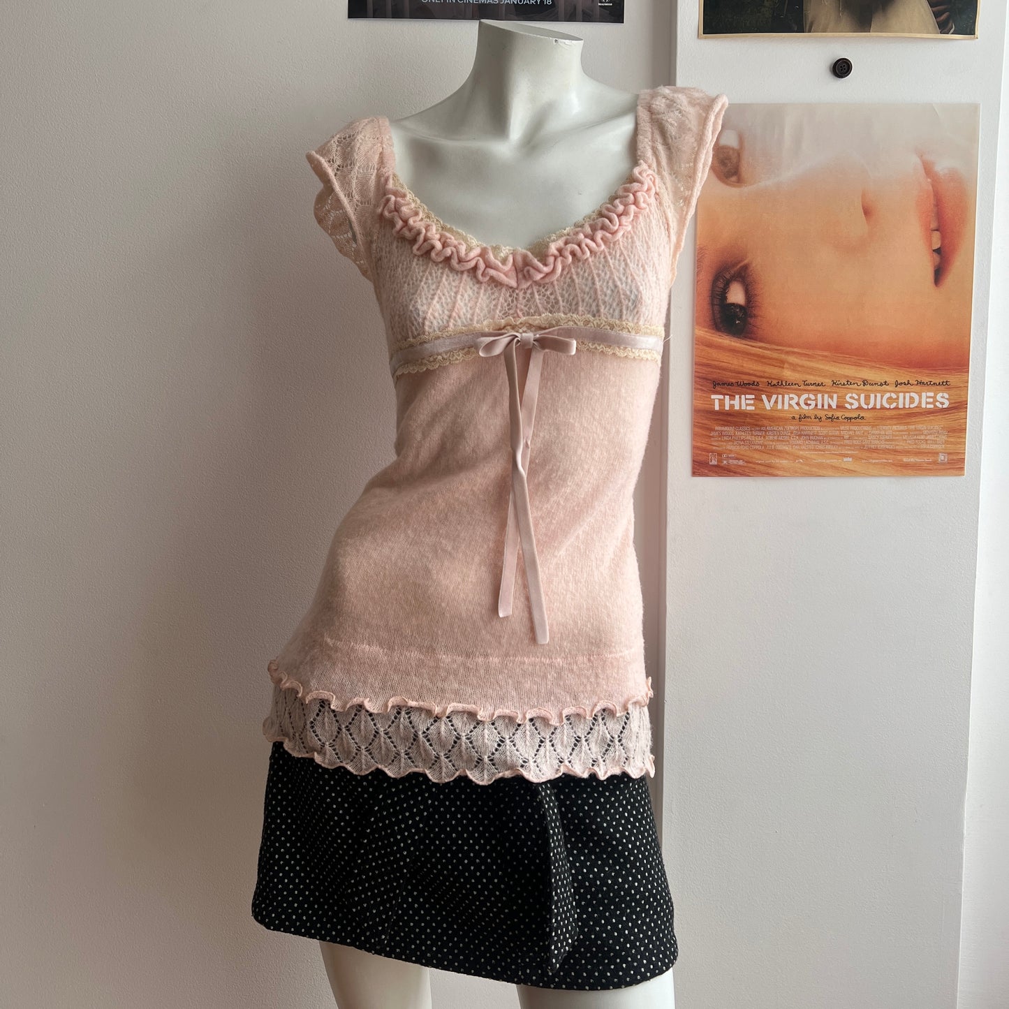 dollete baby pink knit blouse