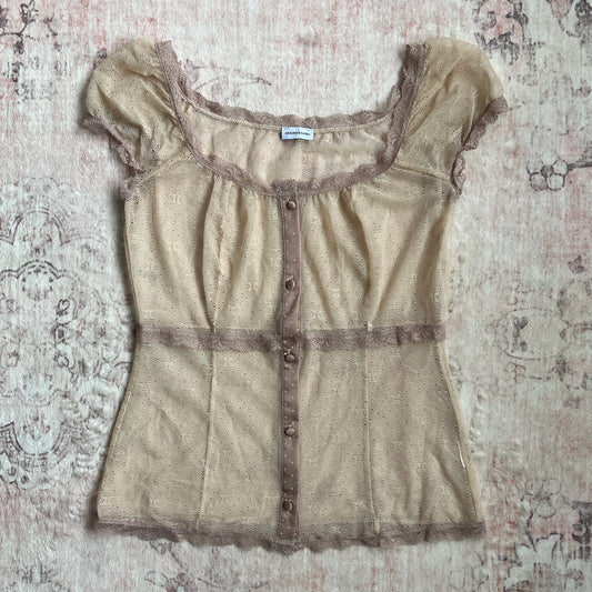 intimissimi mesh romantic milkmaid rose beige blouse