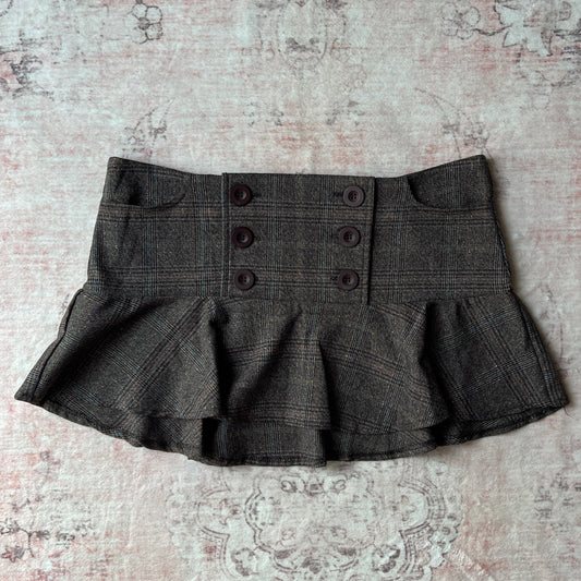 wet seal brown mini skirt with button details ☘︎ large