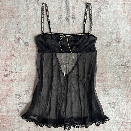 victorias secret black mesh milkmaid babydoll 𐙚 s-m