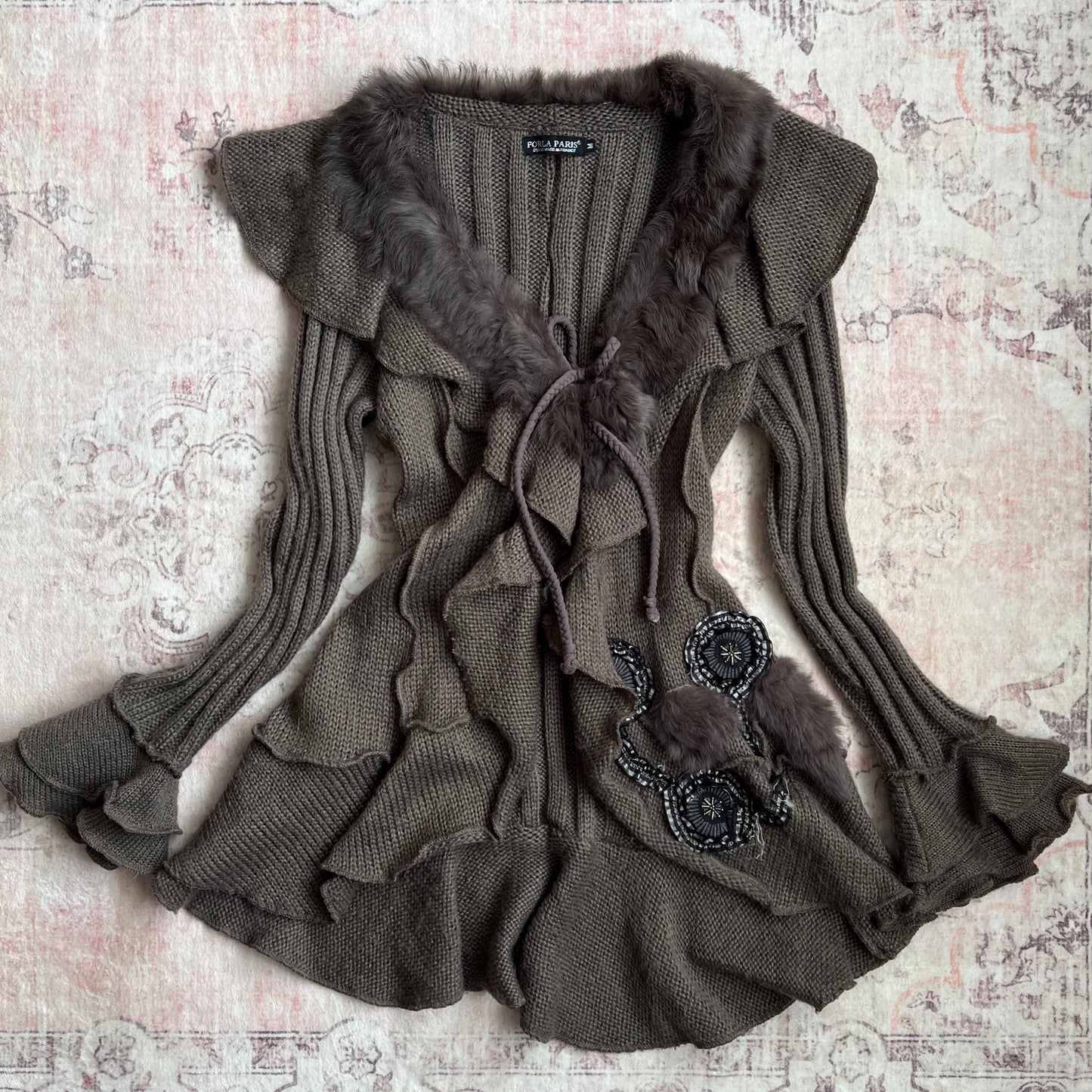 forla paris grunge doll cardigan in dark grey