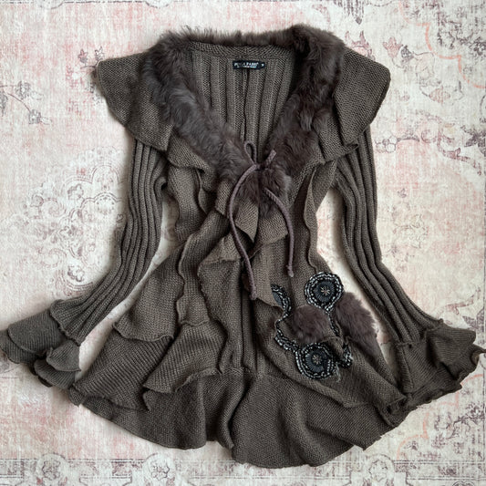 forla paris grunge doll cardigan in dark grey