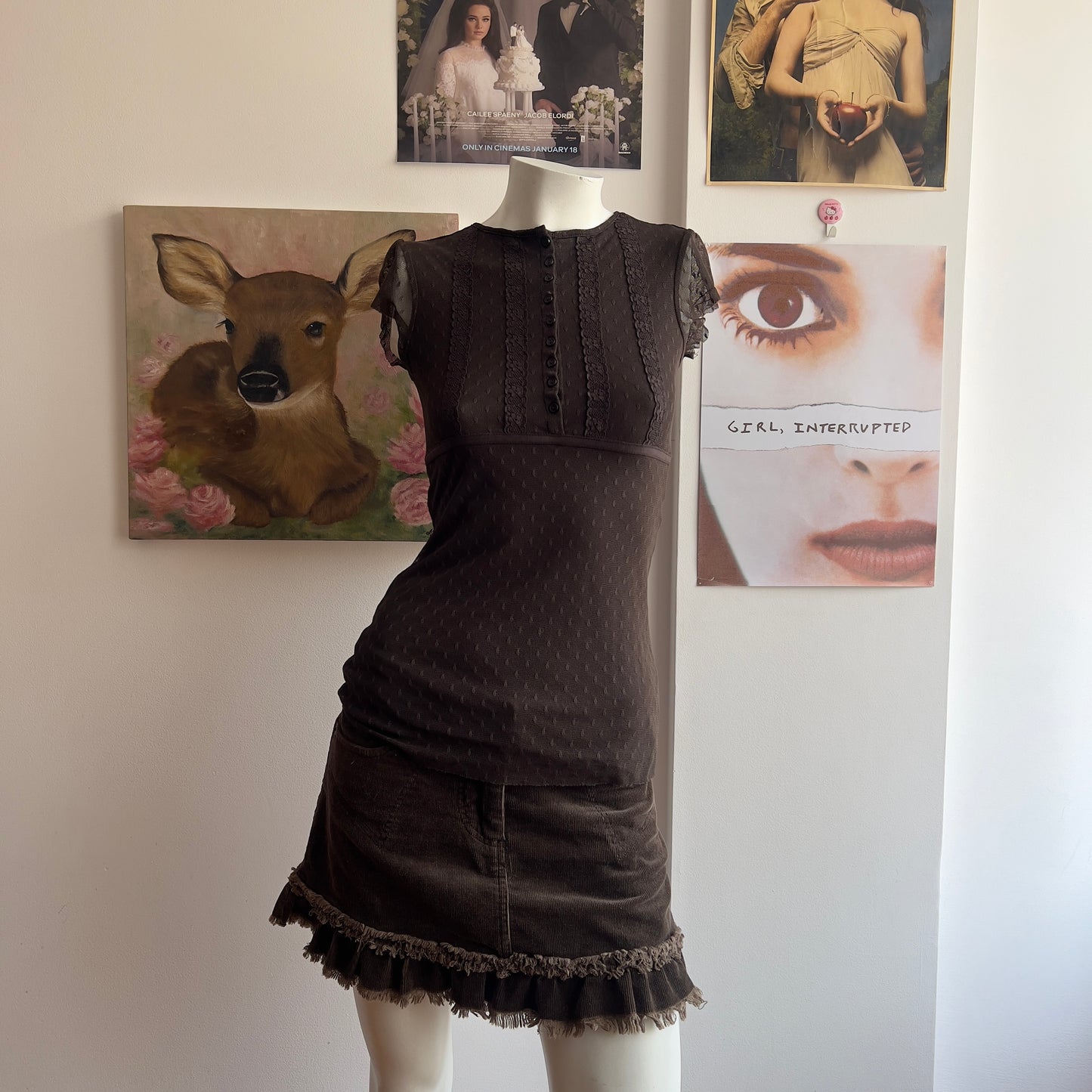 suzie chocolate brown twee blouse