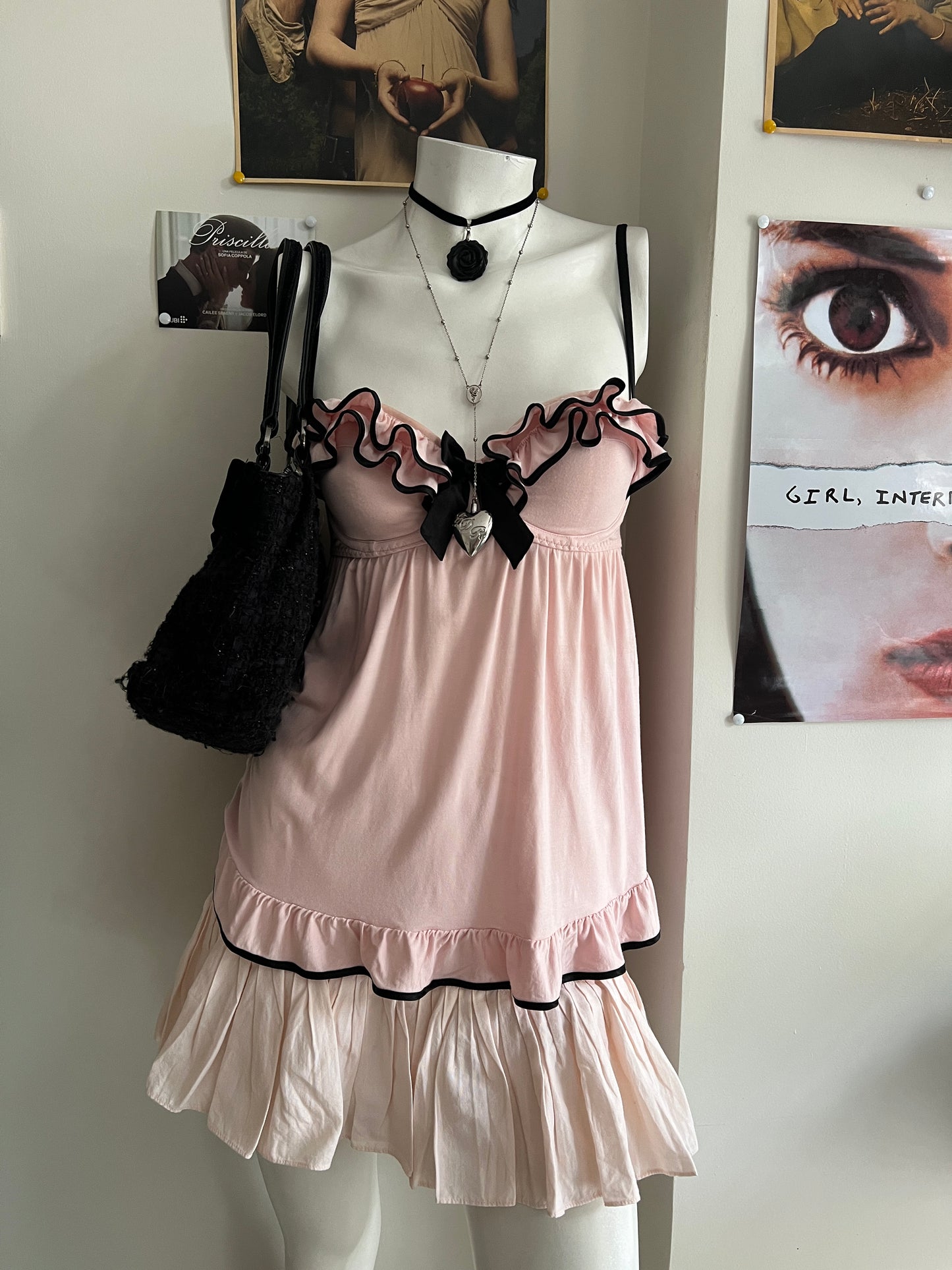 victoria’s secret pink ruffle babydoll set 𐙚 36c